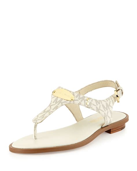 michael kors logo plaque leather sandal|Michael Kors sandals flip flops.